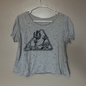 Crescent cropped distressed dessert tee